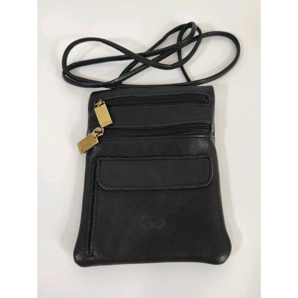 Fossil Leather Crossbody Passport Travel Bag Black Vintage Belt Loop 5.5x7x1 - Picture 1 of 6